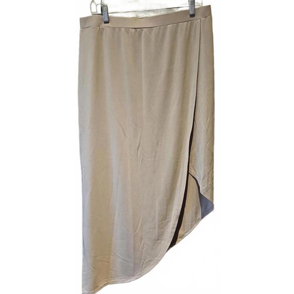 BCBGMAXAZRIA Lia Asymmetrical Vintage Light Stone Wrap Skirt Size L